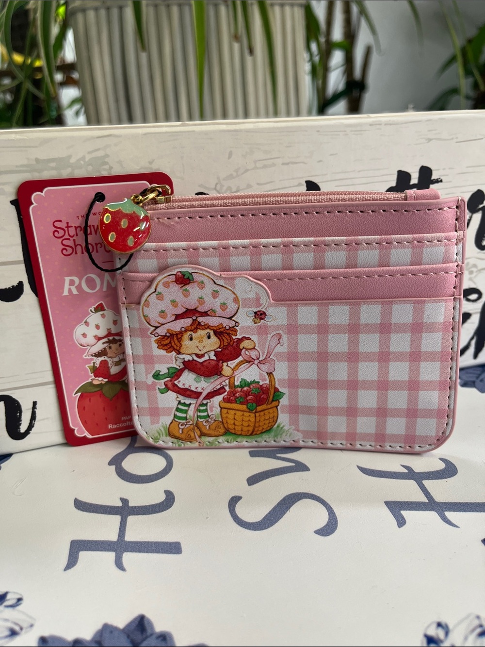 Pink Plaid strawberry shortcake Card holder